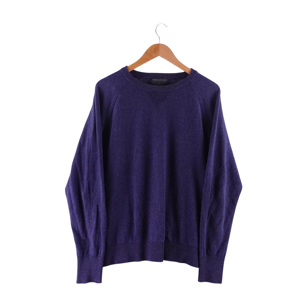 American Giant Mens Large Merino Wool Cotton Blend Crewneck Sweater Blue